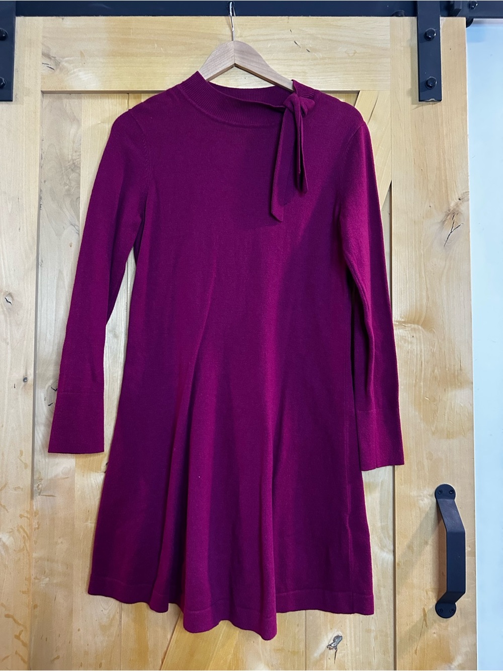 CeCe Plum Knit Tie-Neck A-Line Dress